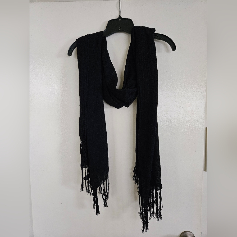Express Black Fashion Scarf With Fringe - One Size